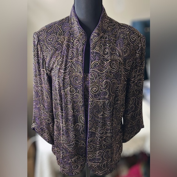 Alex Evenings twin set jacket and tank top with glitter accents size large - Picture 1 of 12